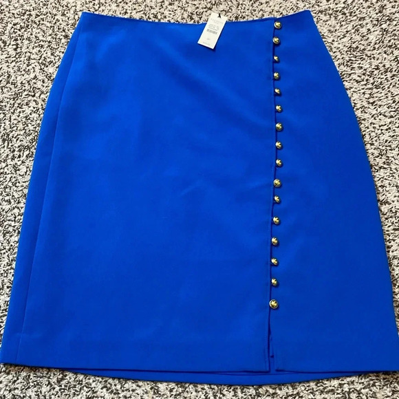🆕 Talbots Cobalt Blue Skirt with gold button Detailing - Picture 1 of 10